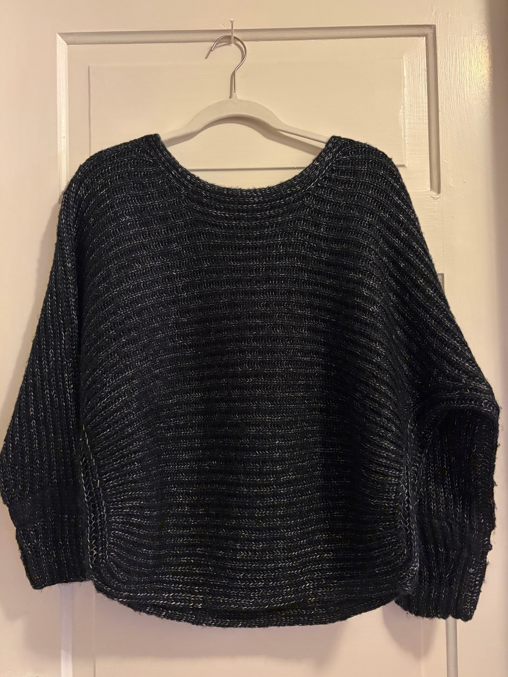 Black Metallic Ribbed Women's Sweater